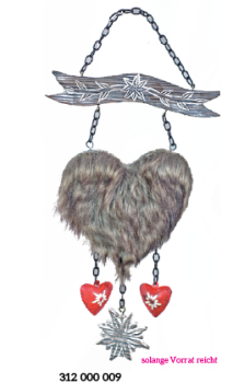 Deko Anhänger Herz Fell 32x15cm